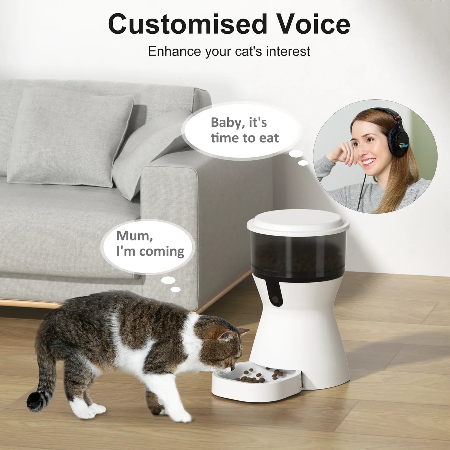 Smart Automatic Cat and Dog Feeder with WiFi, 10-Second Voice Recording, 4L Capacity