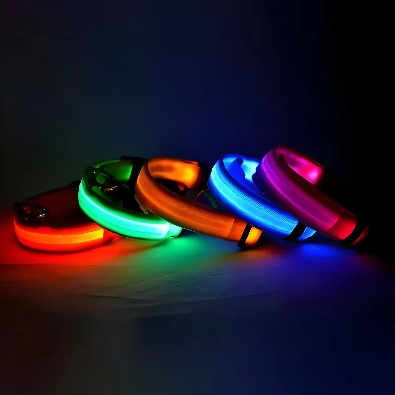 Illuminate Your Dog's Safety: LED Nylon Glow-in-the-Dark Collar & Leash Set