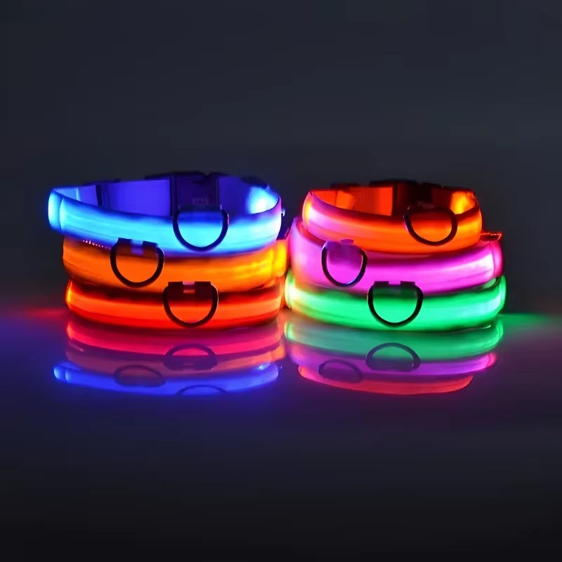 Illuminate Your Dog's Safety: LED Nylon Glow-in-the-Dark Collar & Leash Set