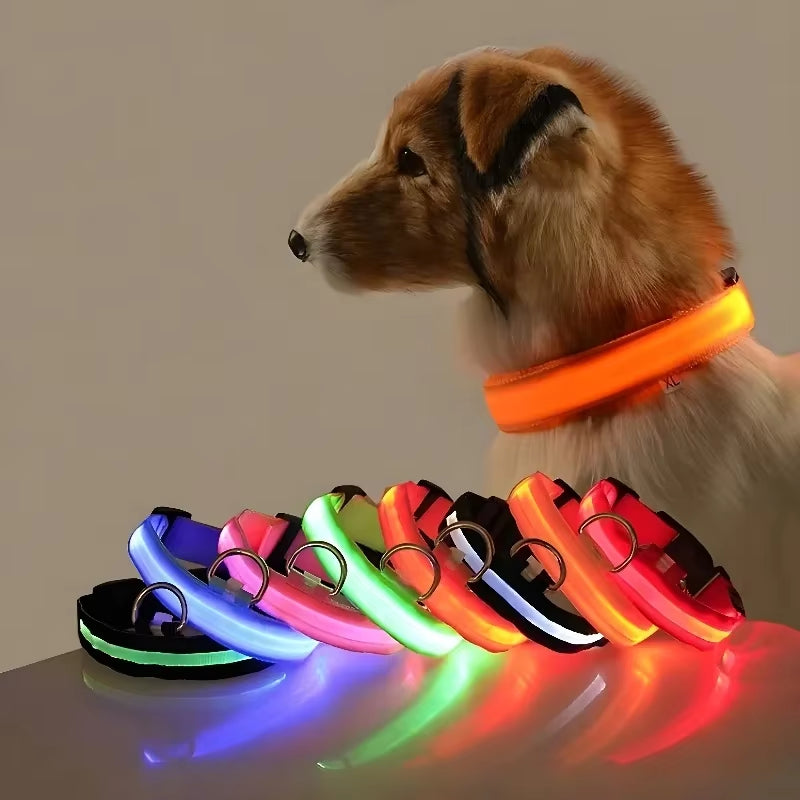 Illuminate Your Dog's Safety: LED Nylon Glow-in-the-Dark Collar & Leash Set